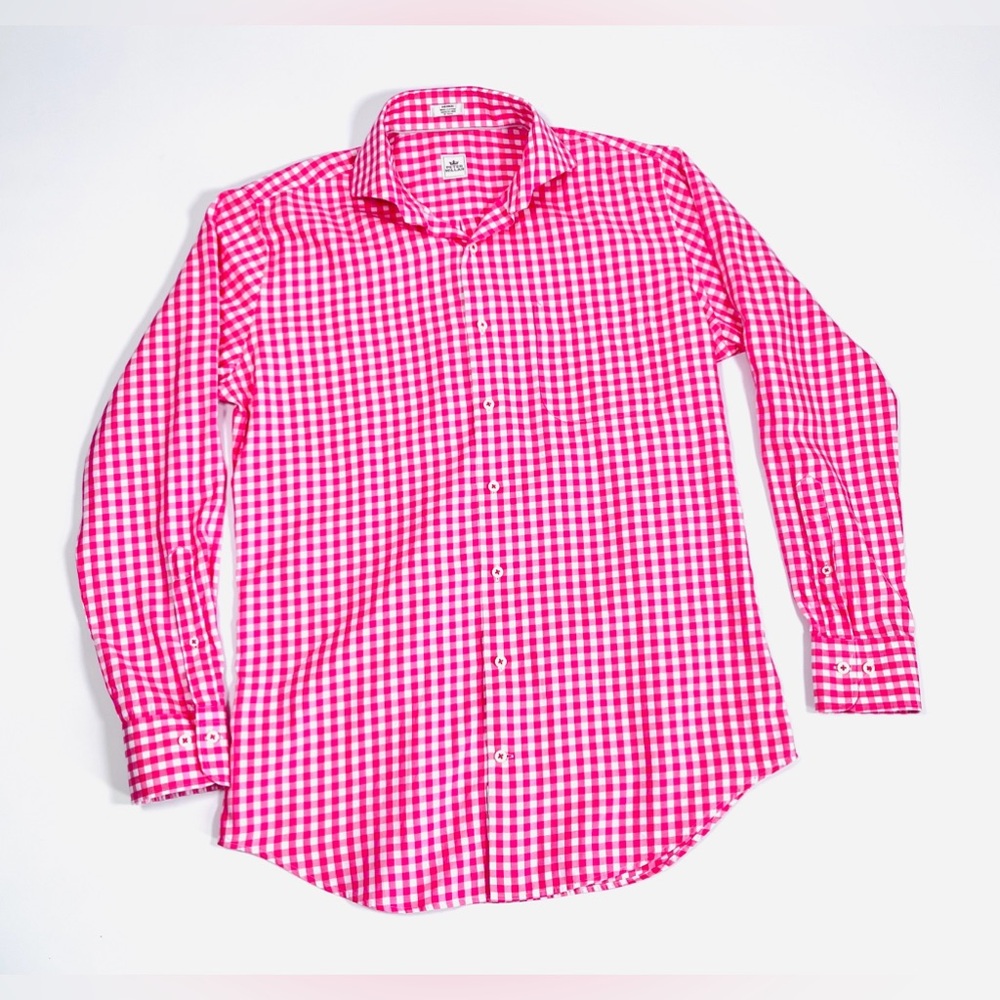 PETER MILLAR 100% cotton Pink White Checkered Shirt